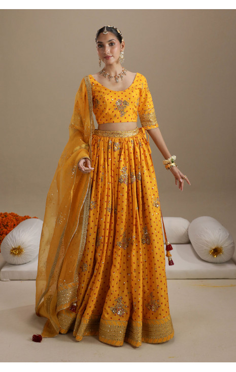 Yellow Printed Bandhani